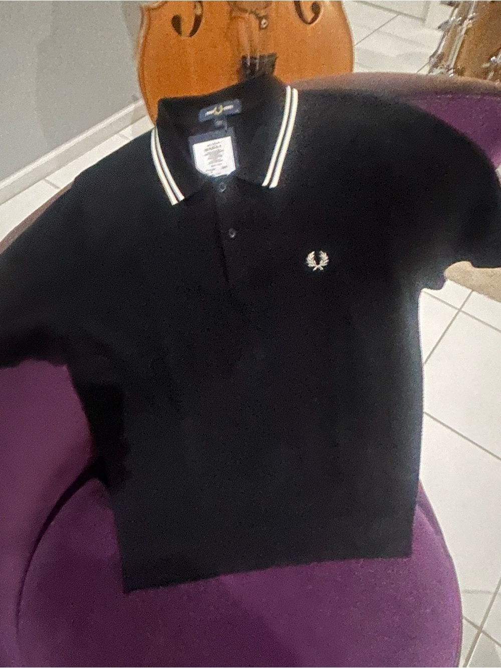 Fred Perry Black Polo with Contrast Twin Tipping